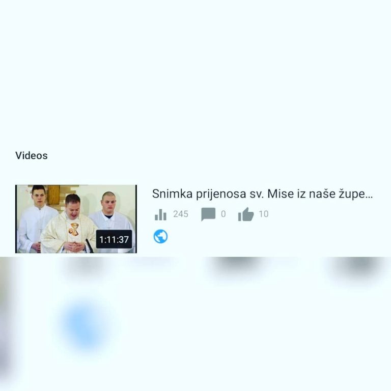 Snimka prijenosa sv. Mise iz naše župe – 29.12.2019.