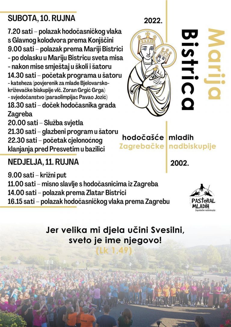 Hodočašće mladih Zagrebačke nadbiskupije u Mariju Bistricu – 10. i 11. rujna 2022.